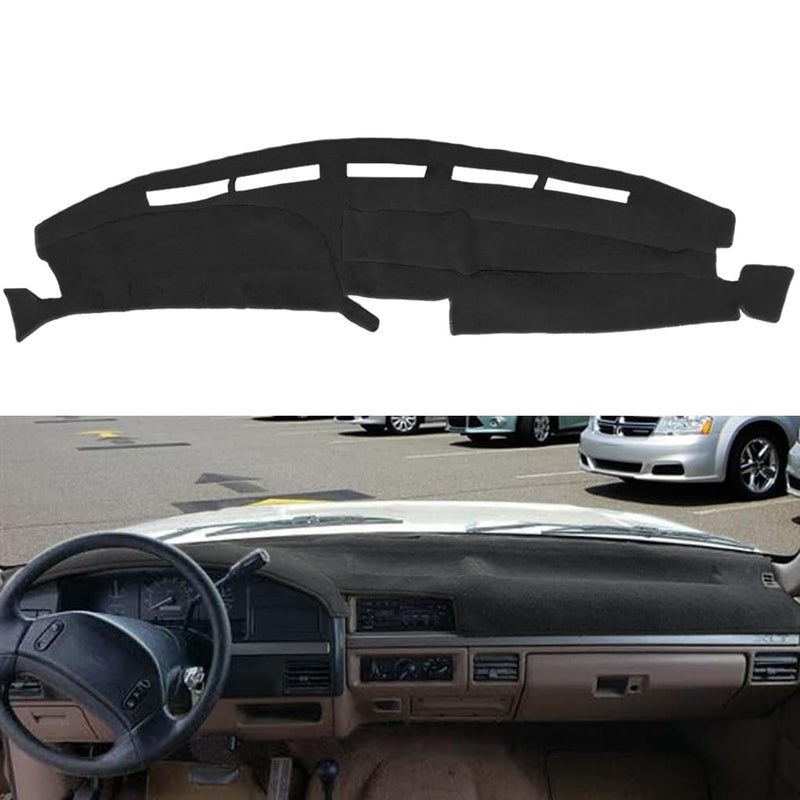 AKMOTOR Dash Cover Mat Custom Fit for Ford F150 F250 F350 Pickup Truck 1992 1993 1994 1995 1996,Dashboard Cover Pad Carpet (Black) J20 - Image 2